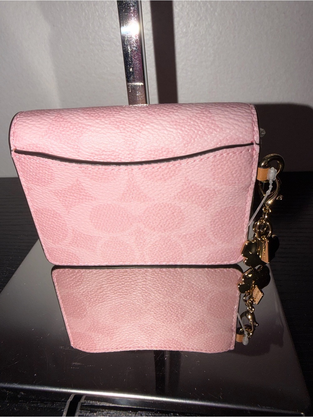 Coach Mini Wallet On A Chain In Signature Canvas With Charms NWT Powder Pink - Picture 4 of 5